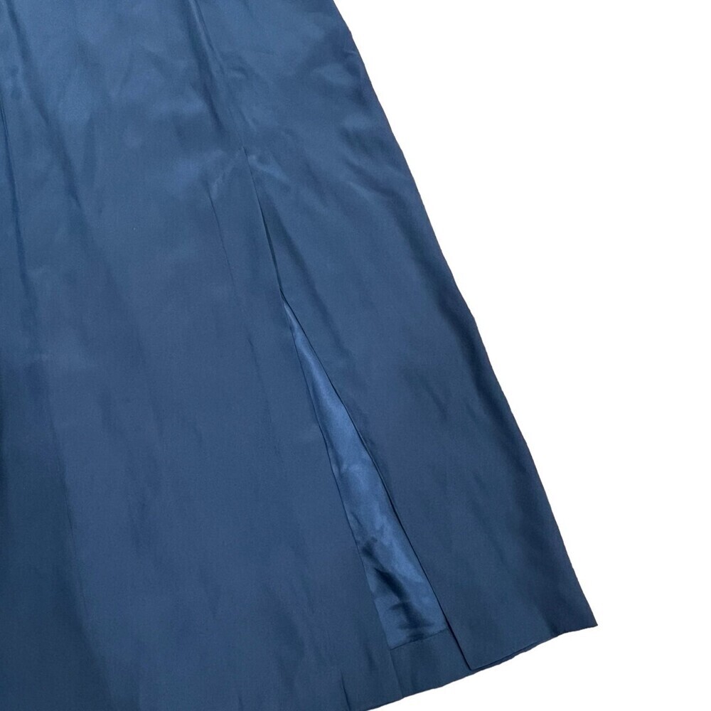 Maggy London Vintage Blue Front Slit Silk Maxi Dress 12 - Picture 2 of 4